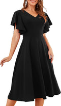 Bridesmay Women's Formal Wedding Guest Dress for Women 2026 Short Sleeve Fit and Flare Tea Party Dresses