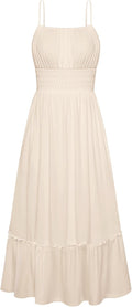 GRACE KARIN Women's Summer Maxi Dresses 2026 Beach Vacation Dress | Casual, Smocked Waist, Spaghetti Strap, Sleeveless, Boho Sundress With Pockets, Trendy Fashion Outfits