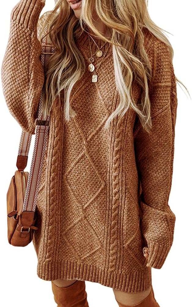 Kinghua Sweater Dress for Women Fall Winter Cable Knit Cute Short Dresses