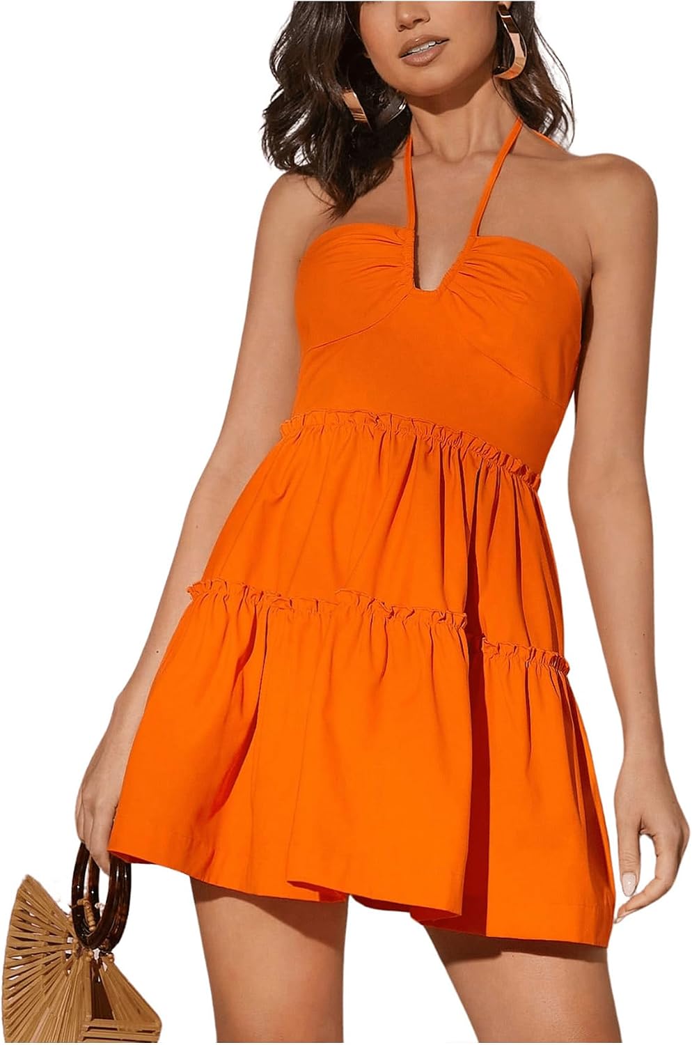 SOLY HUX Women's Tie Dye Summer Cami Dress Halter Backless Short Dresses | Sleeveless, A Line, Sundress, Vacation, Beach Outfits