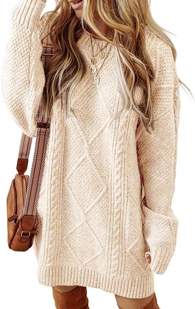 Kinghua Sweater Dress for Women Fall Winter Cable Knit Cute Short Dresses