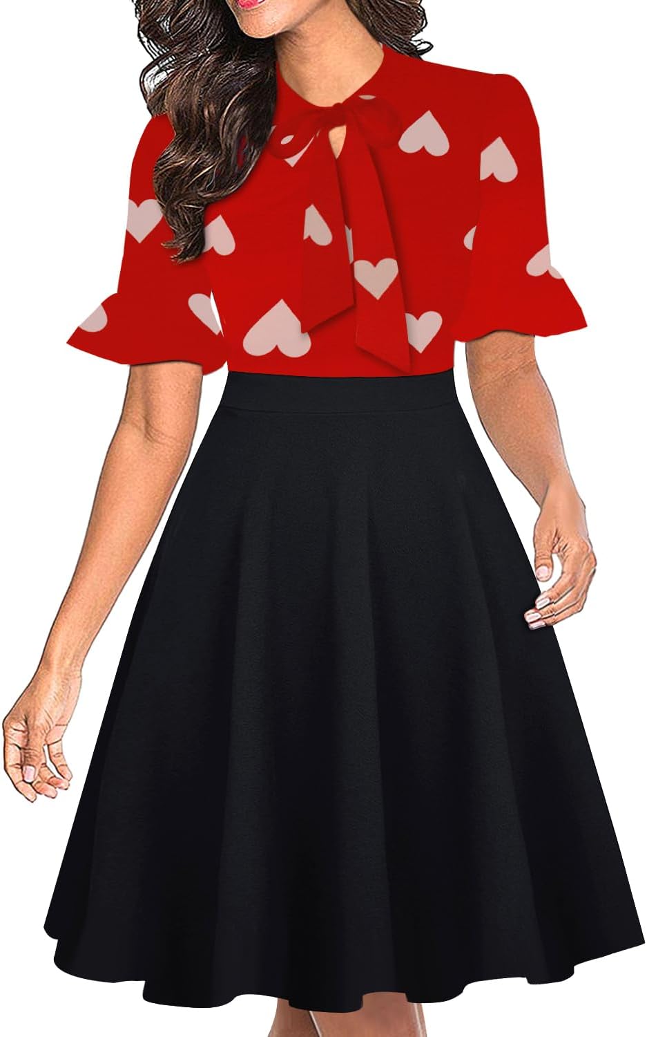 Women Summer Floral Ruffle Sleeve Wear to Work Church Wedding Guest Party Dresses