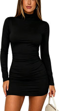 ForeFair Womens Turtleneck Long Sleeve Bodycon Mini Dress Casual Going Out