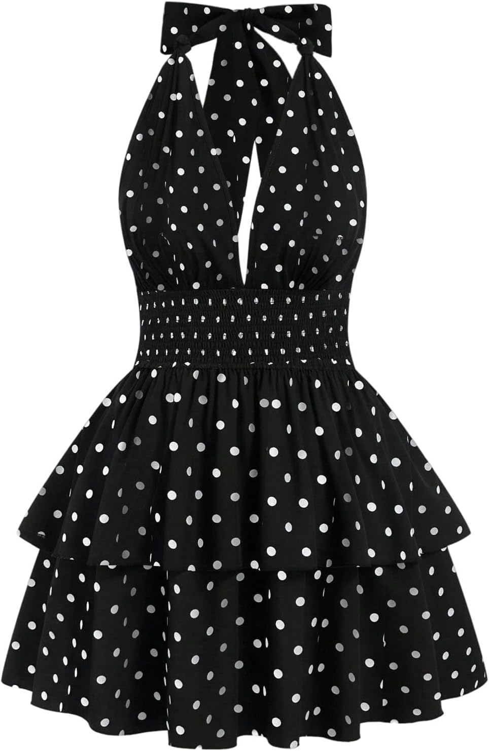 Floerns Women's Plus Size Cheetah Halter Short Dress Sleeveless Shirred Layered Ruffle Hem Y2k Going Out Mini Dresses