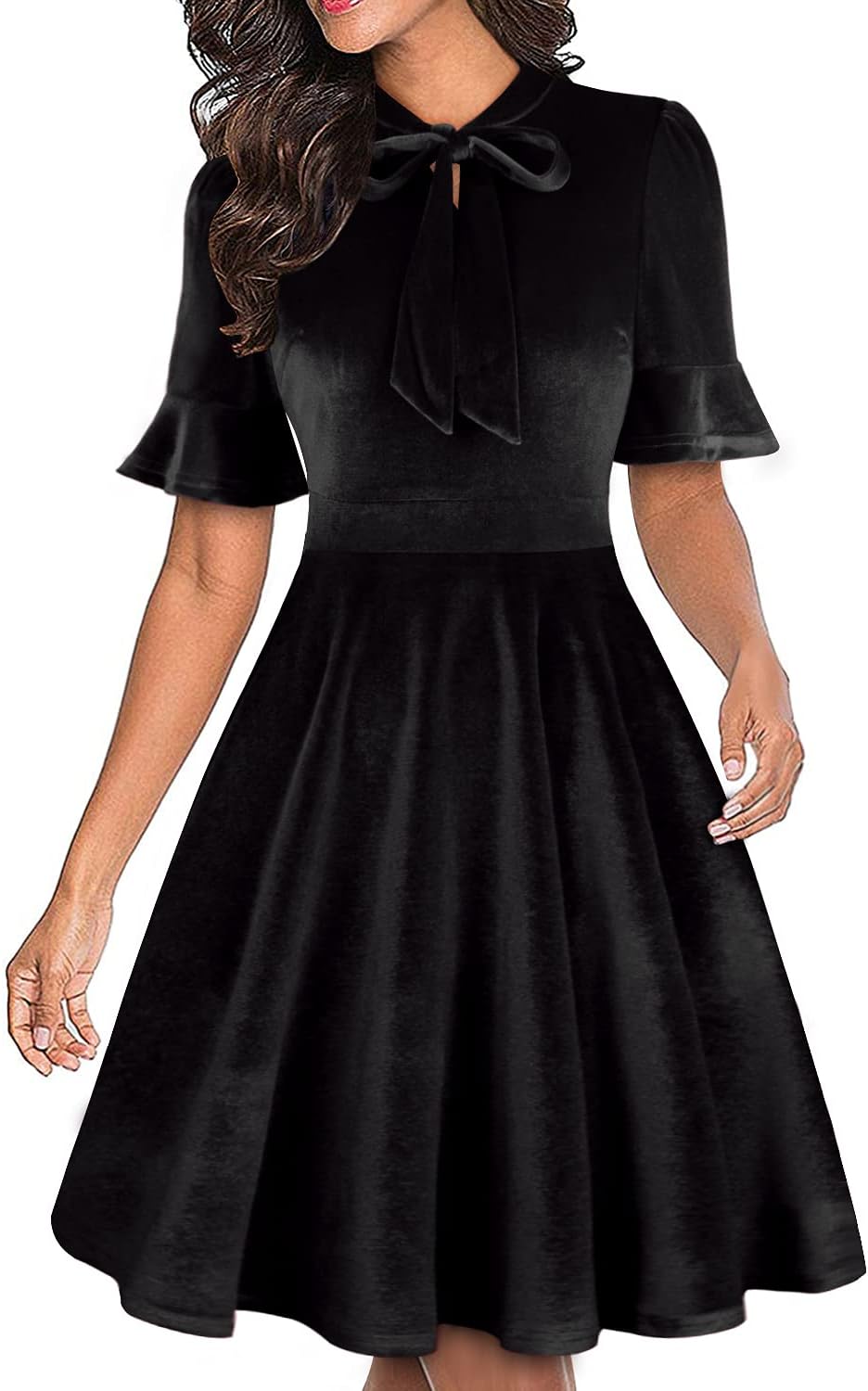Women Summer Floral Ruffle Sleeve Wear to Work Church Wedding Guest Party Dresses