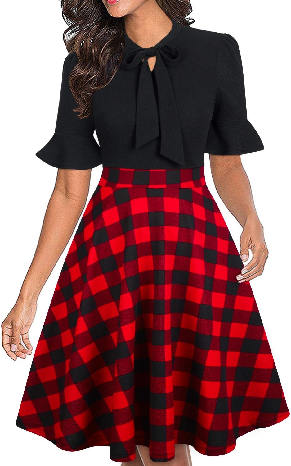 Women Summer Floral Ruffle Sleeve Wear to Work Church Wedding Guest Party Dresses