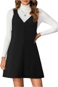 Milumia Women's Corduroy Overalls Dress Mini Pinafore Jumpers Fall Dresses | A Line, V Neck, for Ladies, 90s, Going Out, 2026 Fall Photoshoot Outfits, Casual Short Dresses