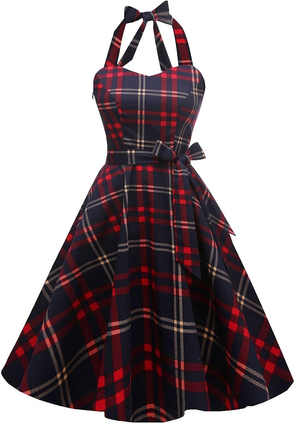 Topdress Women'sVintage Polka Audrey Dress 1950s Halter Retro Cocktail Dress