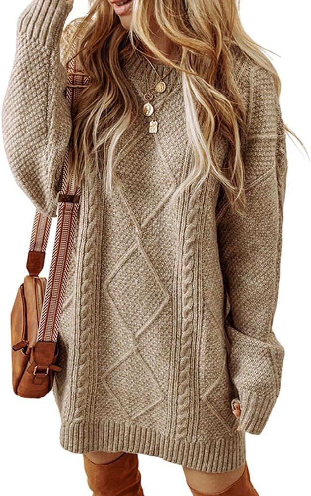 Kinghua Sweater Dress for Women Fall Winter Cable Knit Cute Short Dresses