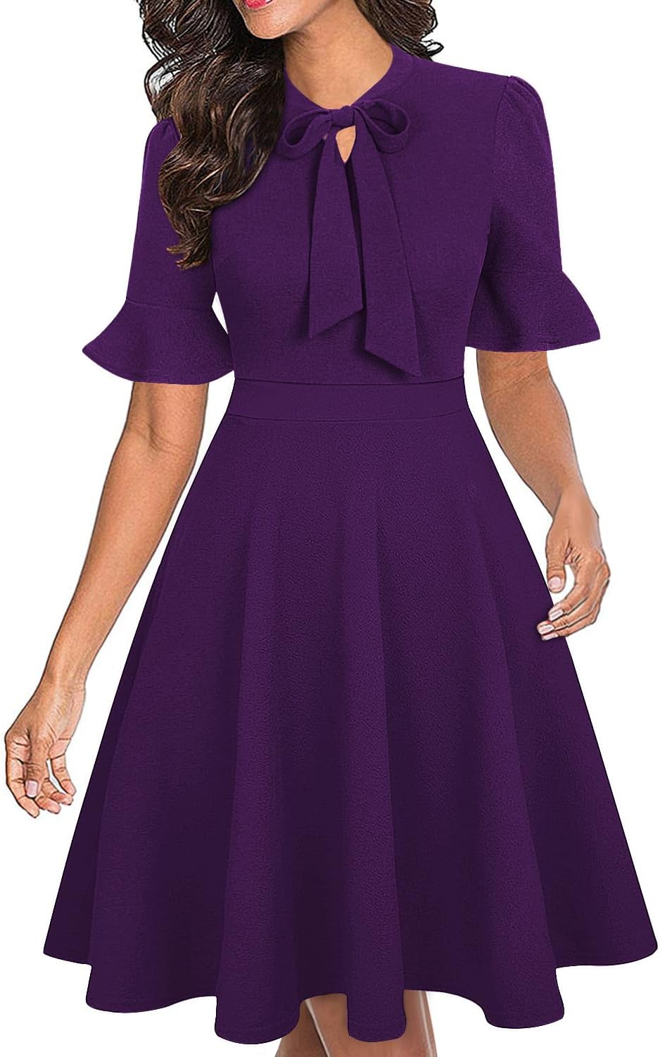 Women Summer Floral Ruffle Sleeve Wear to Work Church Wedding Guest Party Dresses