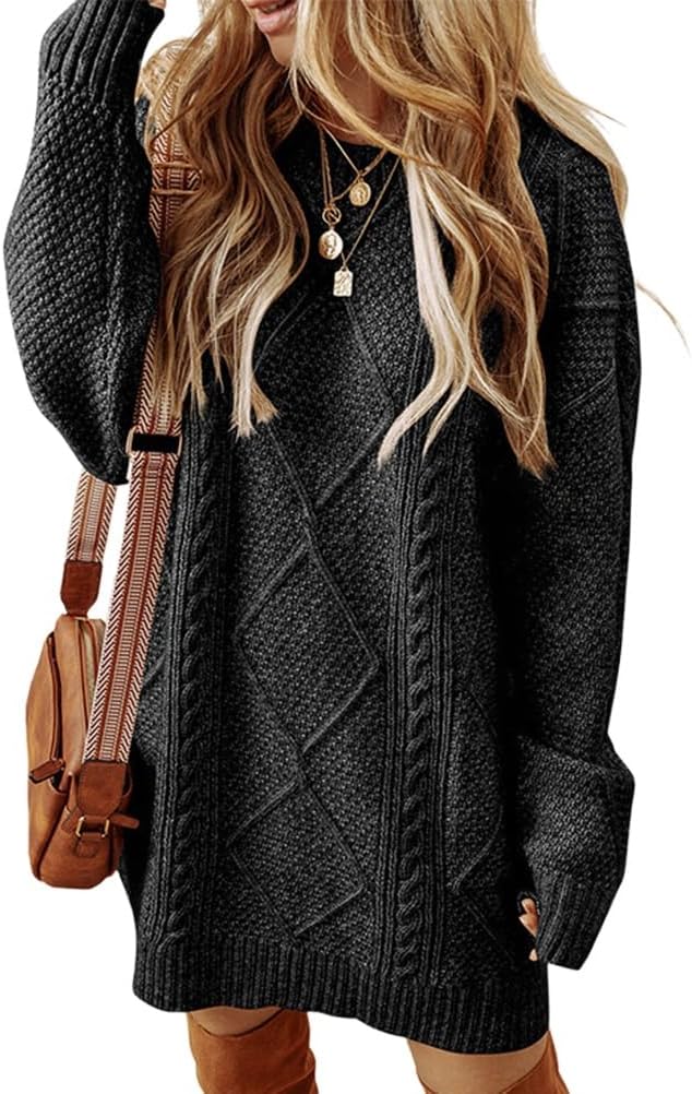 Kinghua Sweater Dress for Women Fall Winter Cable Knit Cute Short Dresses