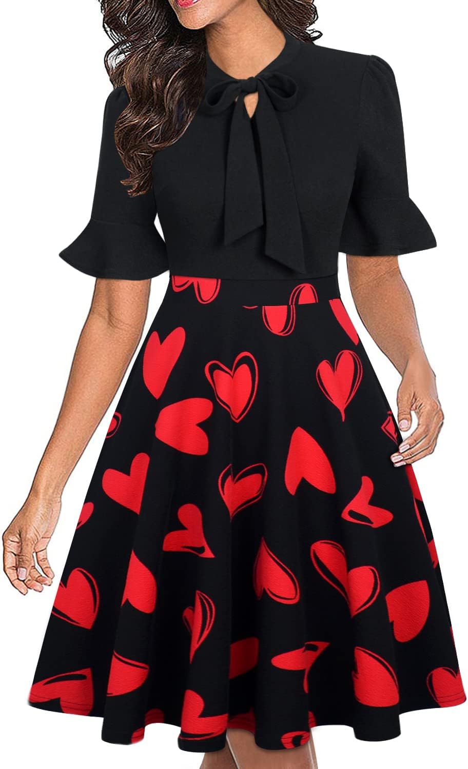 Women Summer Floral Ruffle Sleeve Wear to Work Church Wedding Guest Party Dresses