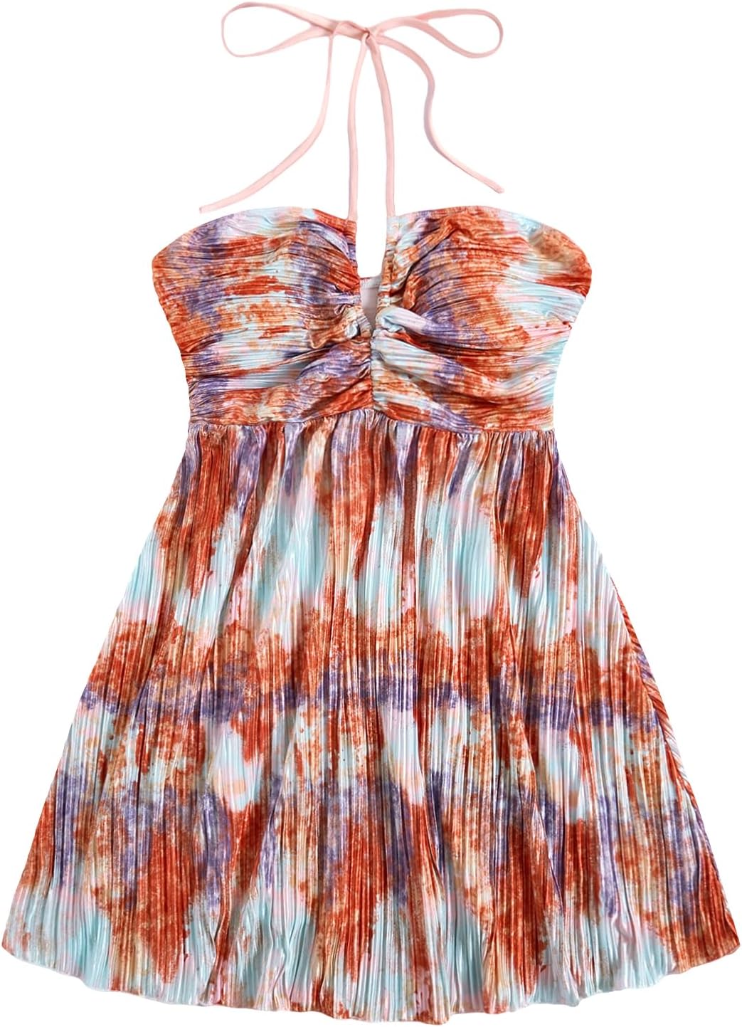 SOLY HUX Women's Tie Dye Summer Cami Dress Halter Backless Short Dresses | Sleeveless, A Line, Sundress, Vacation, Beach Outfits