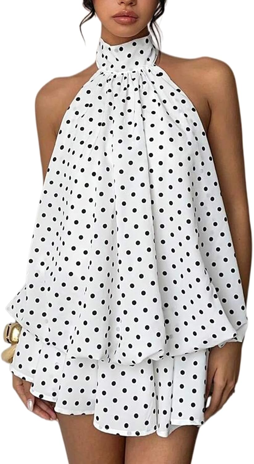 ELLEVEN Women's Backless Halter Mini Dress Summer Party Dress Sexy Outfits