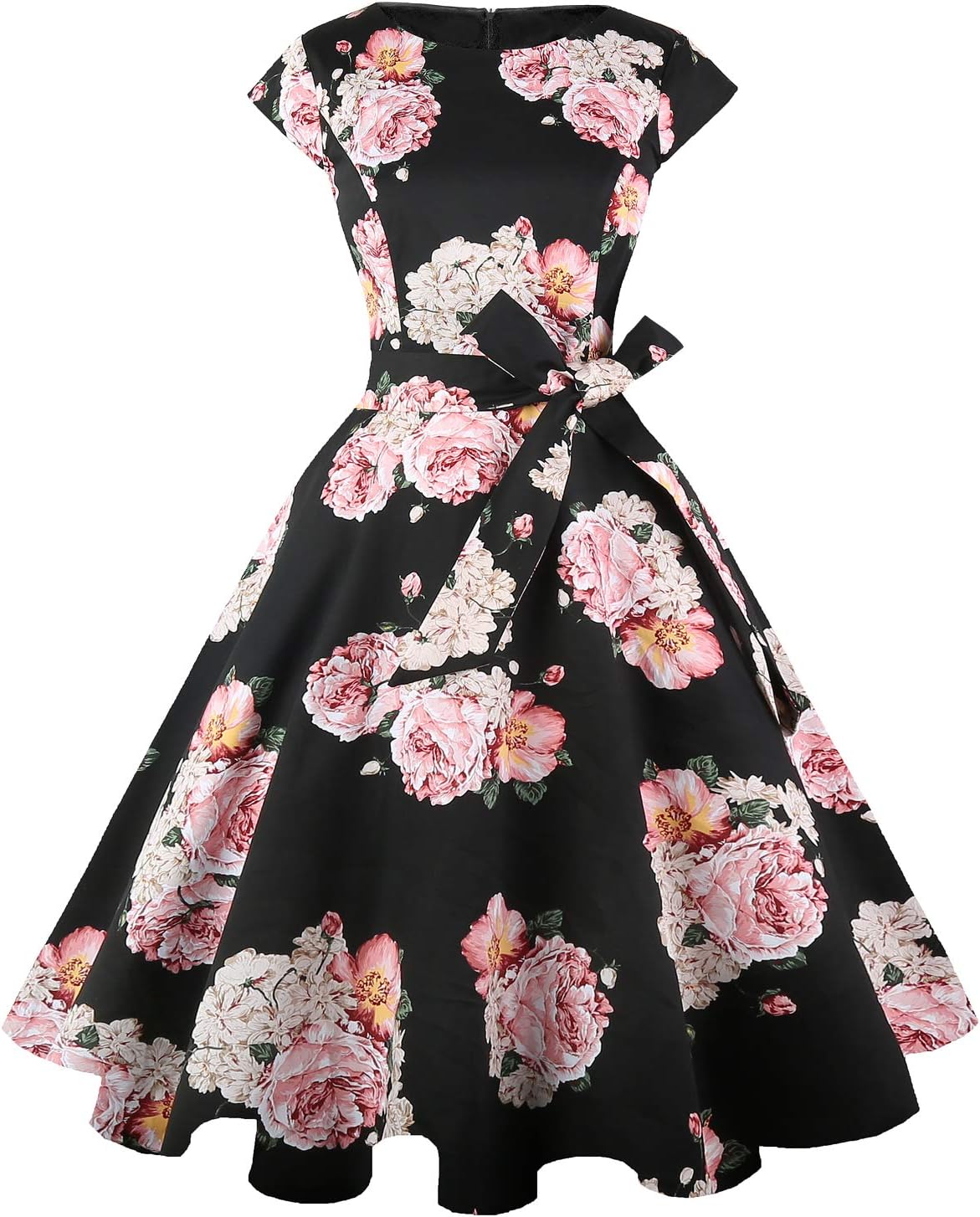 PUKAVT Women's Vintage 1950s Dress Cocktail Party Dress | Cap Sleeve Dress, Wedding Guest Dress, Homecoming Dress, Daily Work Dress, Halloween dress, Tea Party Dress, Date Night Dress