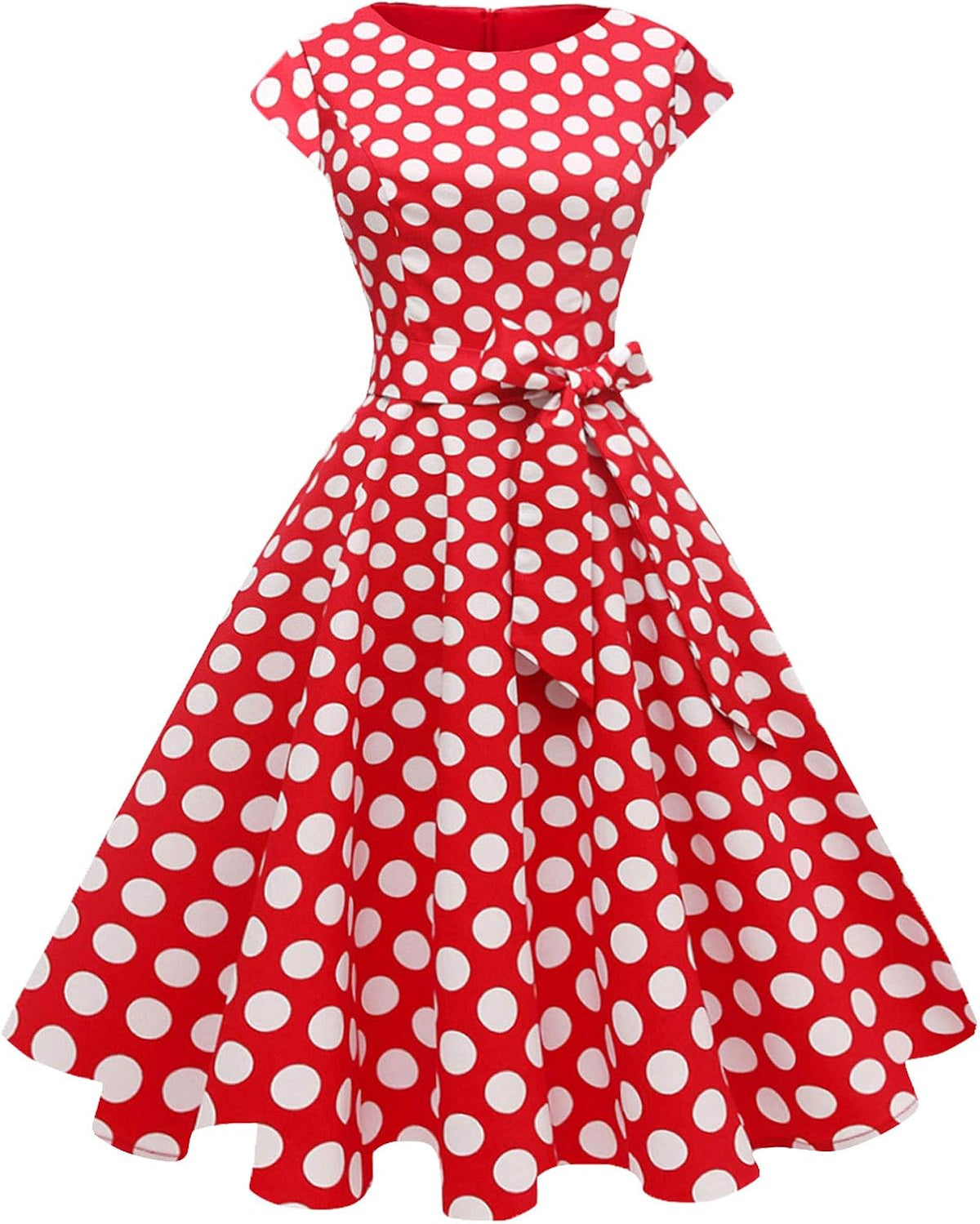 PUKAVT Women's Vintage 1950s Dress Cocktail Party Dress | Cap Sleeve Dress, Wedding Guest Dress, Homecoming Dress, Daily Work Dress, Halloween dress, Tea Party Dress, Date Night Dress
