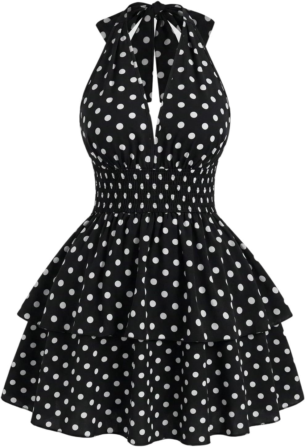 Floerns Women's Plus Size Cheetah Halter Short Dress Sleeveless Shirred Layered Ruffle Hem Y2k Going Out Mini Dresses
