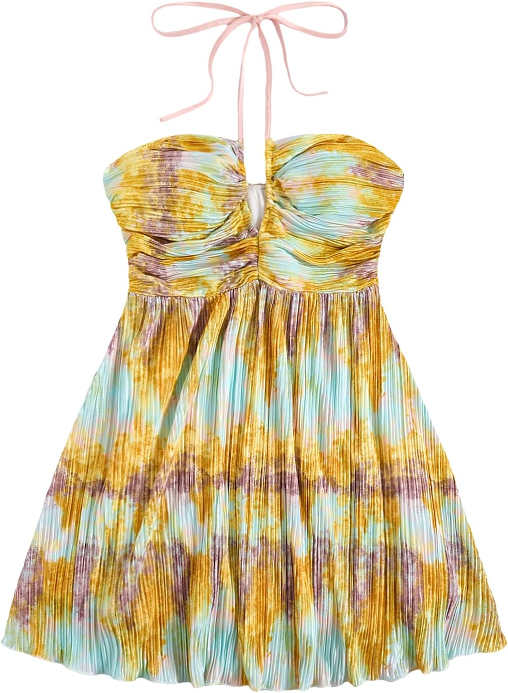 SOLY HUX Women's Tie Dye Summer Cami Dress Halter Backless Short Dresses | Sleeveless, A Line, Sundress, Vacation, Beach Outfits