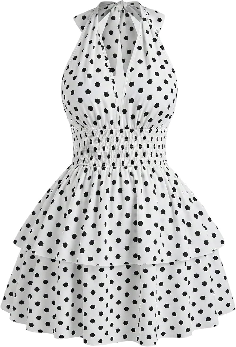 Floerns Women's Plus Size Cheetah Halter Short Dress Sleeveless Shirred Layered Ruffle Hem Y2k Going Out Mini Dresses
