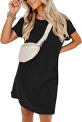 ANRABESS Womens Casual Summer Ribbed Knit Tunic Tshirt Mini Dresses 2026 Trendy Crewneck Short Sleeve Beach Loose Shift Dress