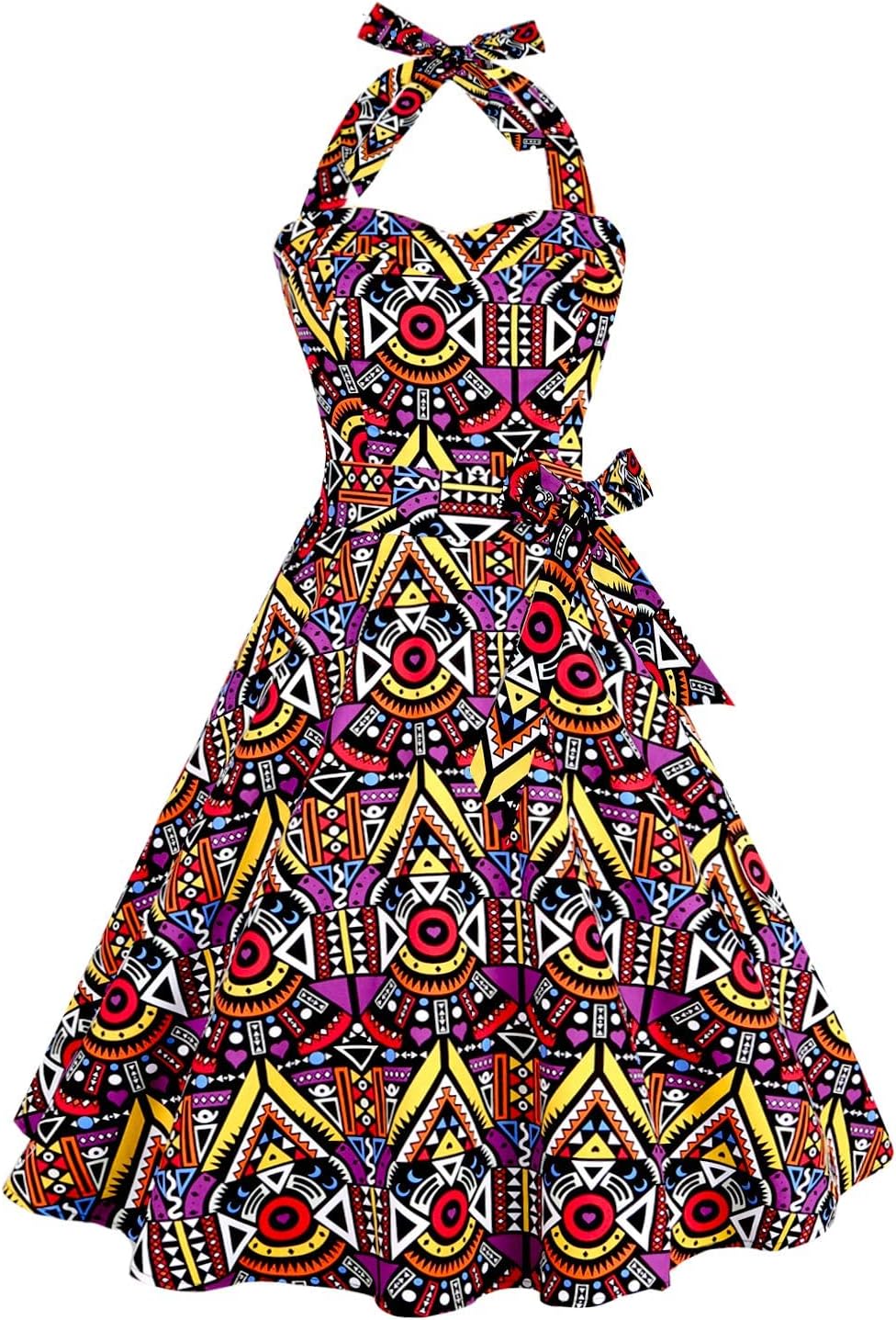 Topdress Women'sVintage Polka Audrey Dress 1950s Halter Retro Cocktail Dress