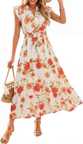 Simplee Womens Summer Floral Mixi Dress V Neck Ruffle Short Sleeve Flowy Dress Boho Casual Beach Long Dresses 2026