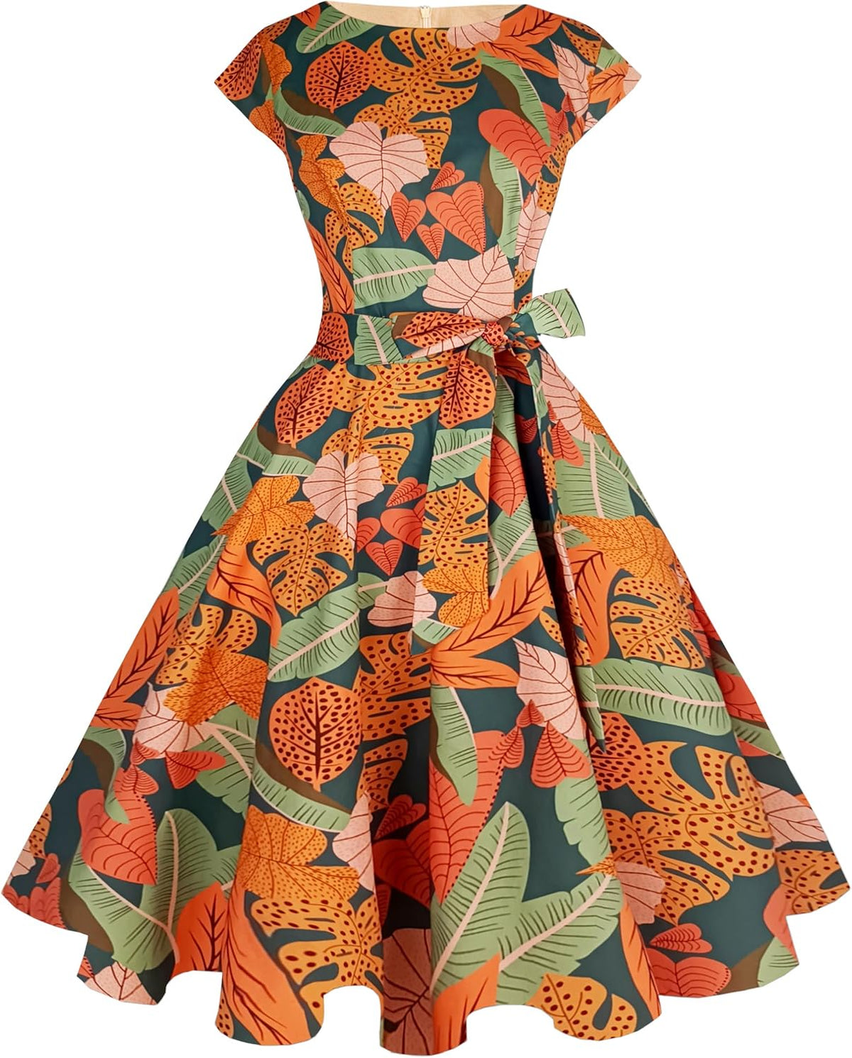 PUKAVT Women's Vintage 1950s Dress Cocktail Party Dress | Cap Sleeve Dress, Wedding Guest Dress, Homecoming Dress, Daily Work Dress, Halloween dress, Tea Party Dress, Date Night Dress